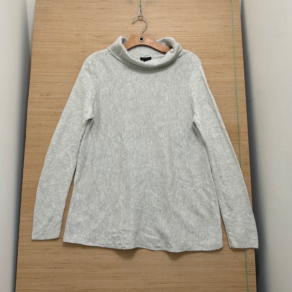 Ann Taylor Factory Womens Medium Gray Cowl Neck Long Sleeve Ribbed Knit Top